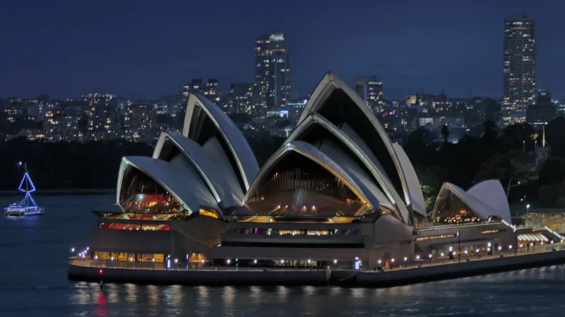 Operahuset i Sydney under kvällstid
