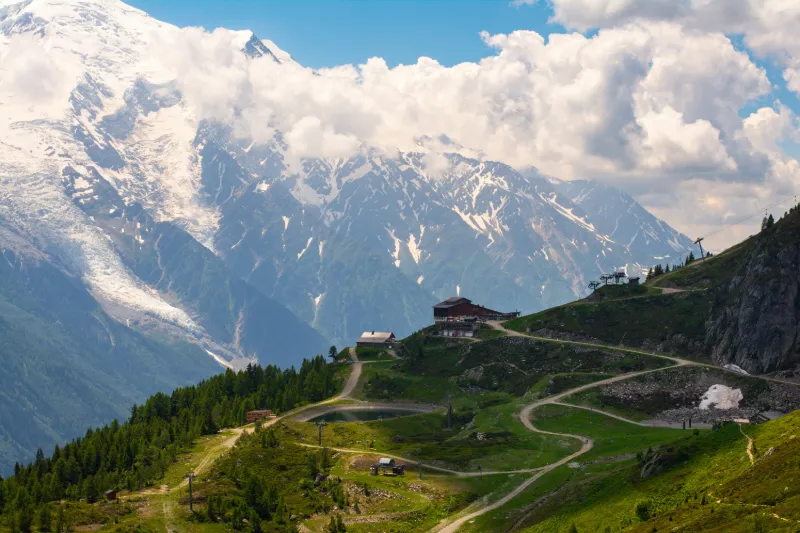The French Alps with mountains and countryside.