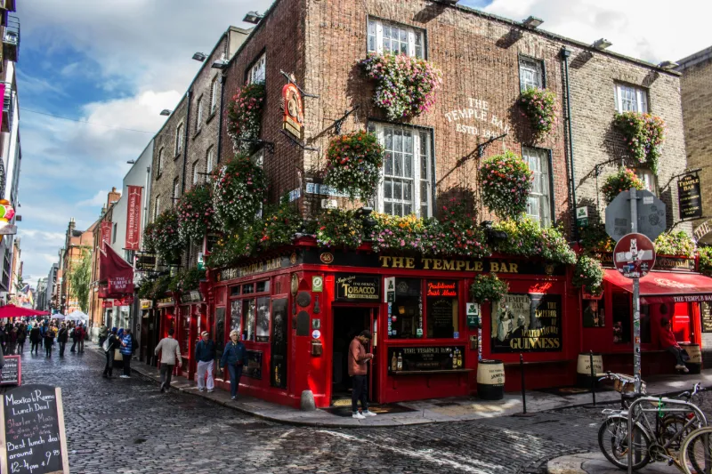 Temple Bar i sentrale Dublin, Irland.