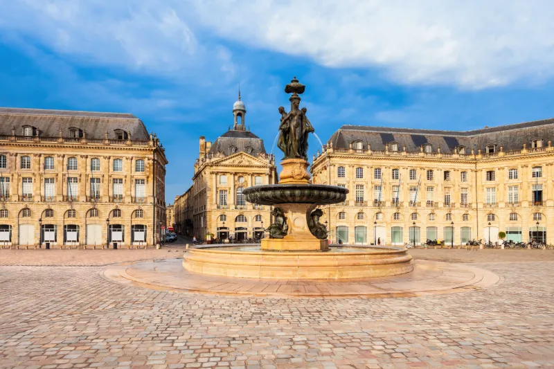 Place de la Bourse in Bordeaux, a historic square in the heart of France's premier wine region.